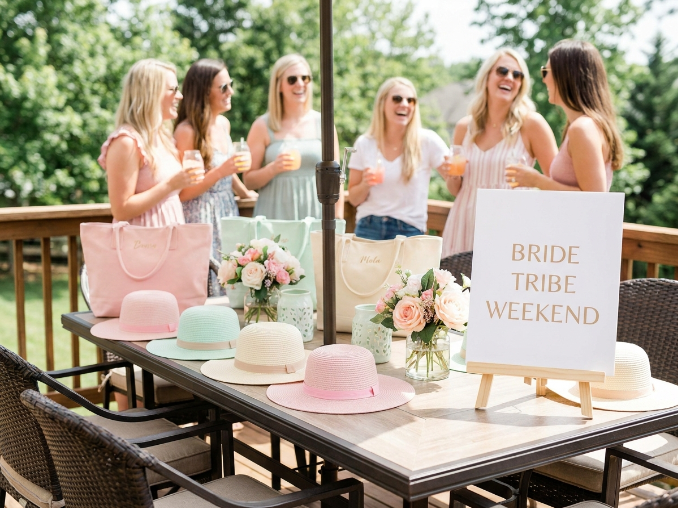 bachelorette party theme box decor styled with matching colors